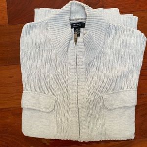 Alfani Zip up Sweater Elbow Patches Pockets